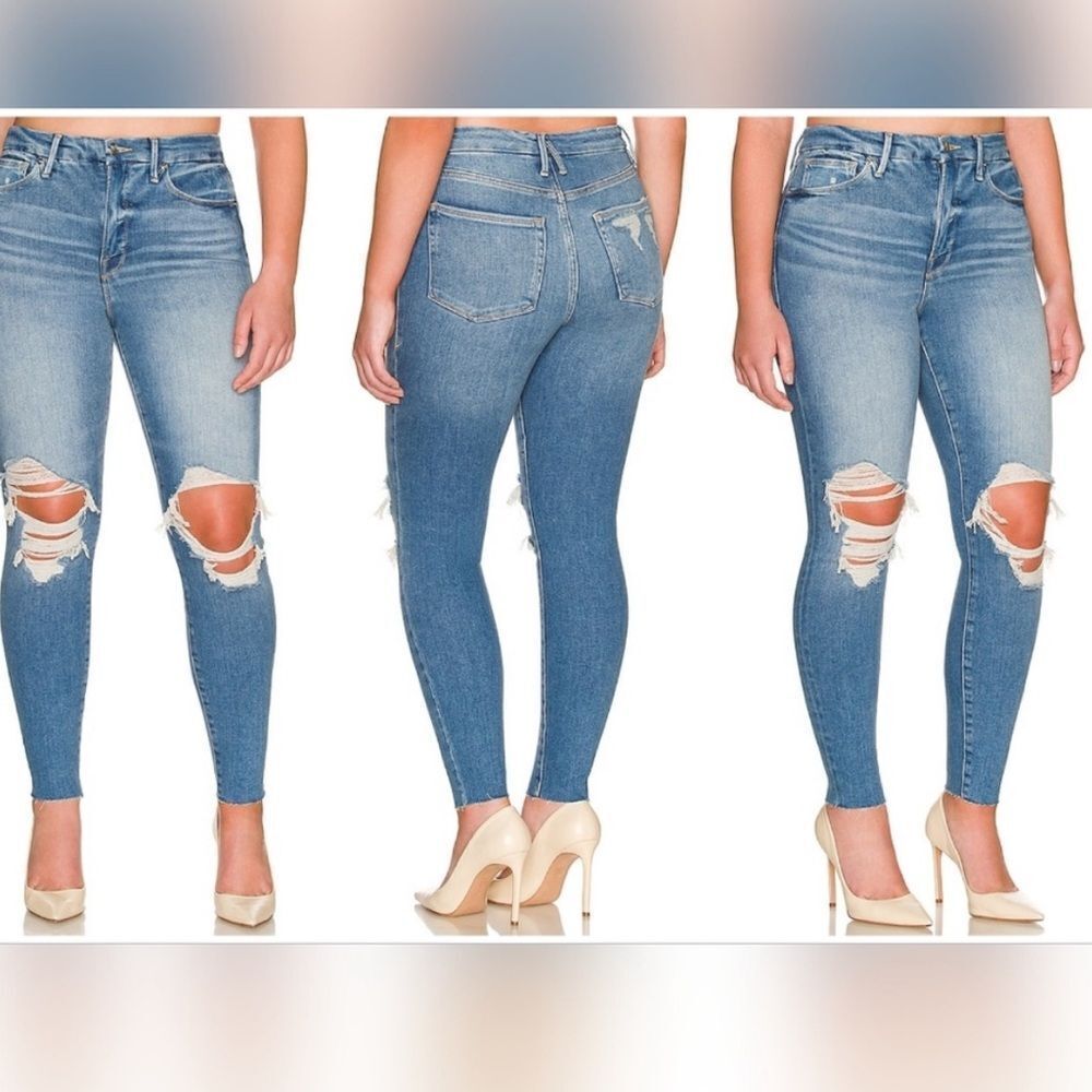 Good American Good Waist Skinny High Rise Jeans Indigo016 GW731T Size 12/31